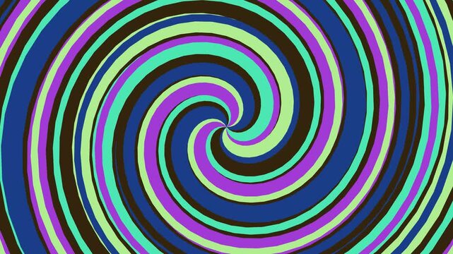 Vibrant spiral pattern with neon colors on a black background