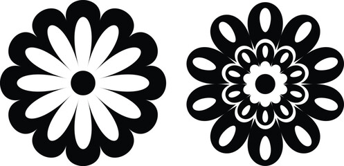 Minimal Geometric Flower Logo and Decorative Blossom Icon Vector Pack
