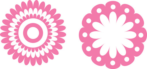 Abstract Circular Floral Pattern and Blossom Shape Vector Art Collection