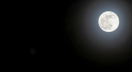 Obraz premium A bright moon shining in the dark night sky with soft glow