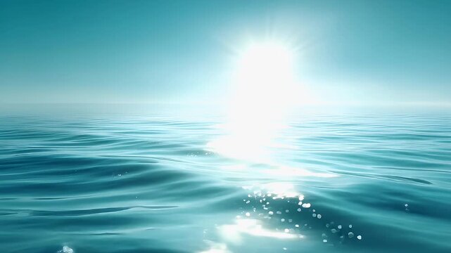 Therapy stress release treatment, health lifestyle. A serene ocean scene with the sun shining brightly over the waters surface, creating a tranquil atmosphere. The suns rays cast a warm.