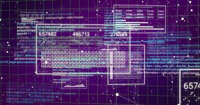 Grid appearing, wireframe keyboard rotating and panels sliding, counters updating to show live data