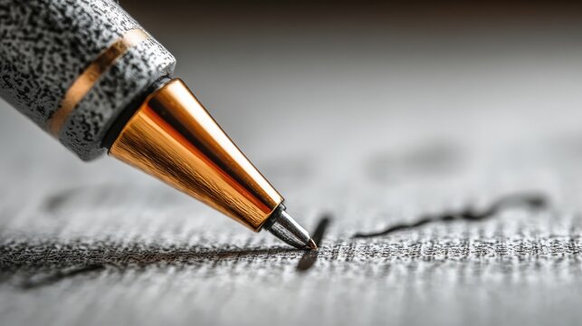 Close-up of a Pen on Paper Capturing Intricate Lettering Detail