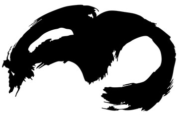 黒墨の筆ストローク線 シンプルな書道ブラシラインベクター素材