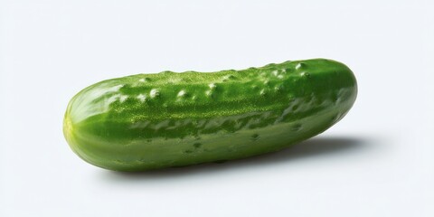 Fresh green cucumber on plain white background