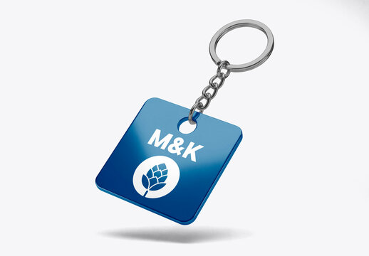 Metal Keychain Square Mockup &ndash; Premium engraved tag