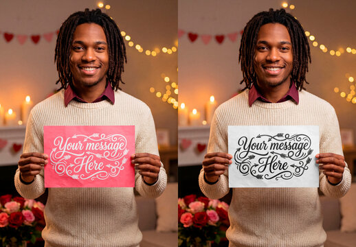Man Holding Paper Mockup &ndash; Blank sheet presentation