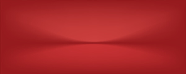 Abstract gradient podium background. Red empty 3d studio backdrop. Clean scene for product presentation. Christmas or New Year mockup template. Vector illustration.