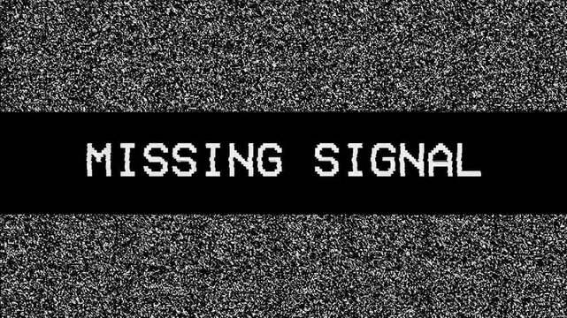 Missing signal with glitchy digital void. Suitable as a background for website errors, technology malfunctions, or digital art projects.