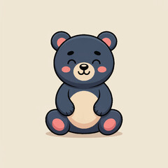 smiling blue bear cartoon character isolated illustration