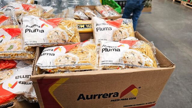 Huauchinango, Puebla, Mexico - Dec 26, 2025: Bodega Aurrera, a Mexican chain of discount stores and supermarkets owned by Walmart, offers low prices with the image of Mama Lucha