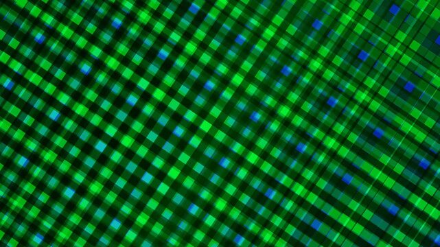 Close-up of a vibrant green and blue pixelated pattern with a dynamic diagonal composition