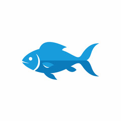 Fototapeta premium Simple Flat Blue Fish Silhouette Aquatic Animal Symbol Icon Illustration