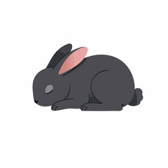 Fototapeta premium Cute Flat Style Resting Rabbit Animal Farm Breed Illustration