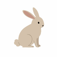 Obraz premium Flat Illustration Cute Sitting Rabbit Animal Character Design Graphic