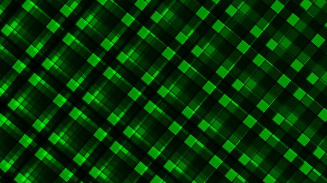 Close-up of a green plaid pattern with a dark background and soft focus