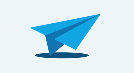 Naklejka premium Blue Paper Airplane in Flight Position.