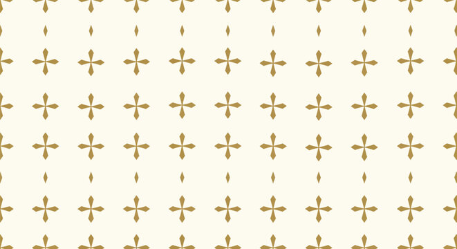 Pattern of gold flower-like shapes arranged in a grid on a light beige background, conveying a sense of elegance and simplicity.