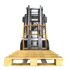 Forklift truck 3d wooden pallet isolated background © tiero