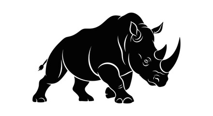 Obraz premium Black Rhinoceros Silhouette Illustration Graphic Design.