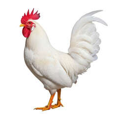 Fototapeta premium A proud rooster standing upright with vibrant red comb and wattles