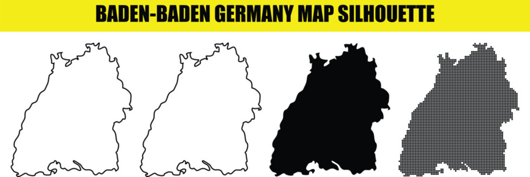 Baden baden germany map silhouette bundle providing diverse aesthetic options like stippled and high contrast line art