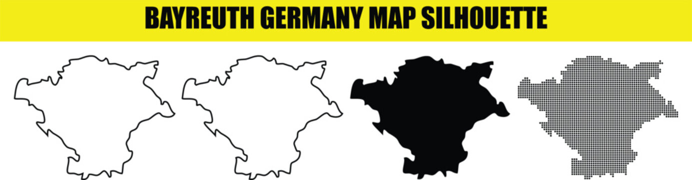 Bayreuth germany map silhouette, bayreuth city in germany vector map, black, outline, dot map