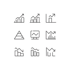 Fototapeta premium Data Visualization Outlined Icons for Dashboard and UI Design