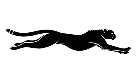 Black Panther Running Silhouette Animal Illustration.