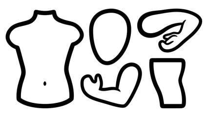 Fashion Mannequin Parts Simple Line Art.