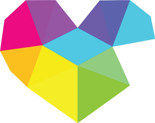 Fototapeta premium Colorful geometric heart shape vector illustration for modern branding and creative design projects