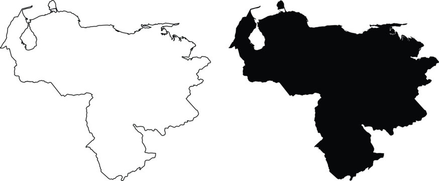 Venezuela outline map and silhouette country