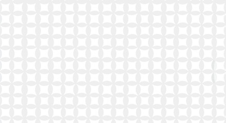 Seamless white geometric pattern with overlapping circles and star-like shapes creates a minimalist and modern texture, conveying simplicity and elegance.