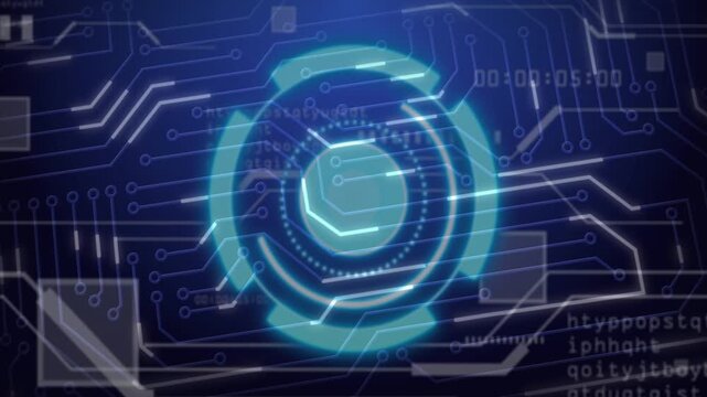 On startup holographic core brightening, arcs rotating, circuits pulsing, showing scan progress