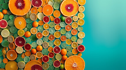 Colorful Citrus Slice Pattern Background Flat Lay
