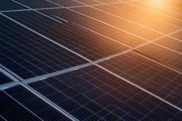 Solar Panels Under Warm Sunlight