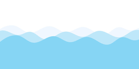 Fototapeta premium Abstract Blue Ocean Waves Vector Background with Layered Curvy Shapes