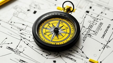 Strategic planning relies on visual tools like compasses and roadmaps for guiding decisions.