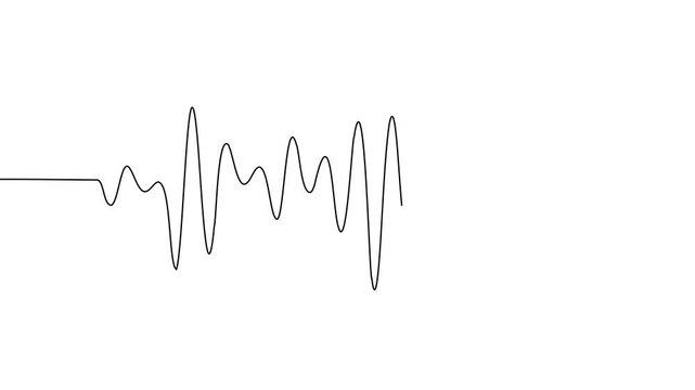 Line sound wave music audio icon one art voice continuous hand. Podcast line sound soundwave noise sketch drawn drawing doodle outline recording frequency vocal waveform microphone background vector