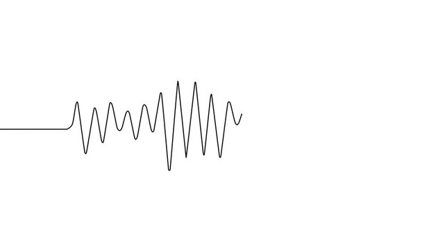 Line sound wave music audio icon one art voice continuous hand. Podcast line sound soundwave noise sketch drawn drawing doodle outline recording frequency vocal waveform microphone background vector