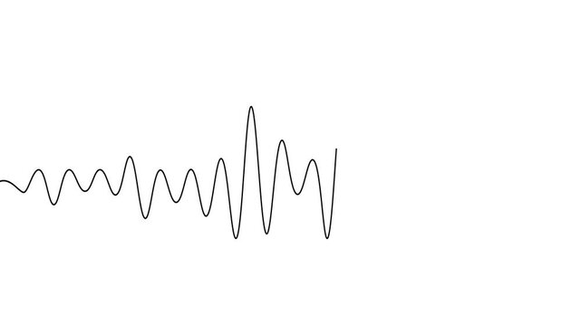 Line sound wave music audio icon one art voice continuous hand. Podcast line sound soundwave noise sketch drawn drawing doodle outline recording frequency vocal waveform microphone background vector