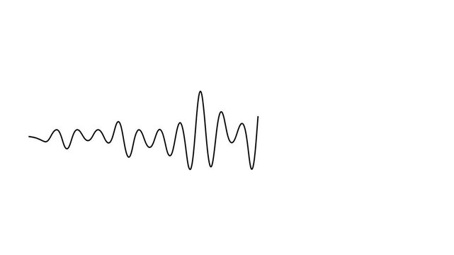 Line sound wave music audio icon one art voice continuous hand. Podcast line sound soundwave noise sketch drawn drawing doodle outline recording frequency vocal waveform microphone background vector