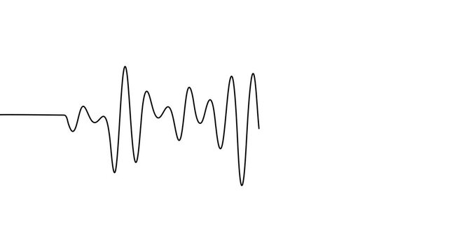 Line sound wave music audio icon one art voice continuous hand. Podcast line sound soundwave noise sketch drawn drawing doodle outline recording frequency vocal waveform microphone background vector