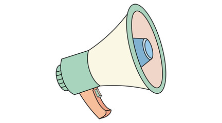 Cartoon megaphone loudspeaker with green rim and orange handle