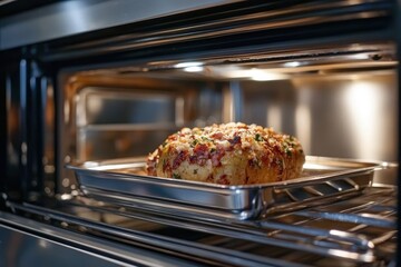 Potato Baking Inside a Modern Kitchen Oven