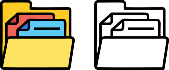 Office Folder with Document Papers Icon