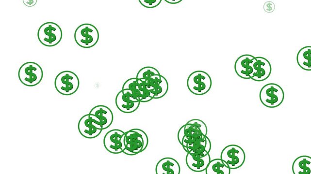 3d Animated green icon of dollar. Flat symbol of currency. Concept of business, money, finance. Simple flat vector illustration on white background