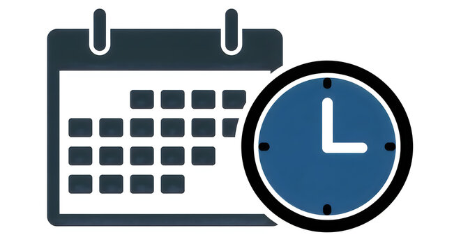 A calendar and clock icon representing scheduling
