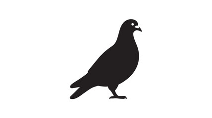 Minimalist black pigeon silhouette vector illustration featuring a simple side profile of a standing bird for nature and wildlife branding.