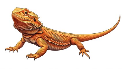 Naklejka premium A vibrant orange bearded dragon lizard on transparent background